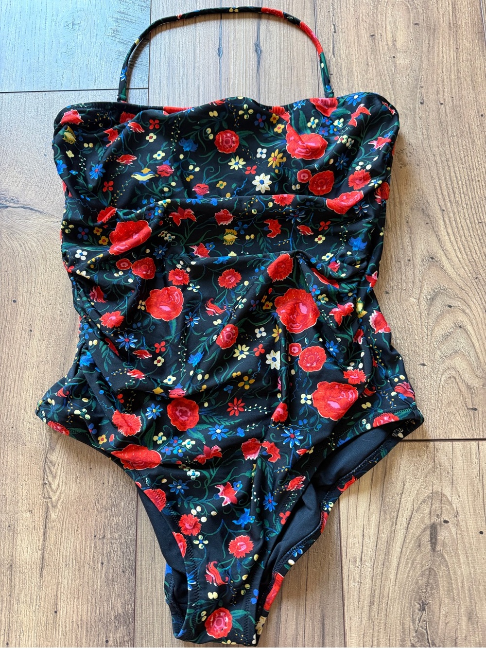 J. Crew Liberty London Floral Ruched Bandeau One Piece Swimsuit - Medium